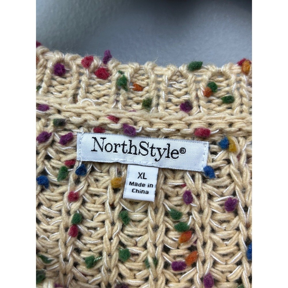 NorthStyle Sweater Womens XL Cream Confetti Knit Button Side Dolman Pullover - Picture 4 of 8